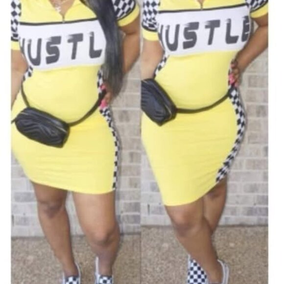 Yellow Checkered Hustle Dress - Picture 1 of 4